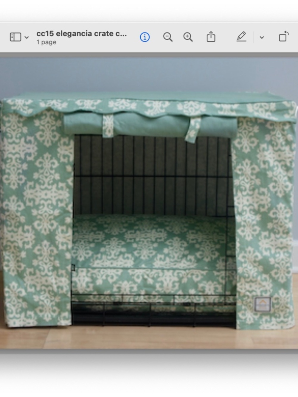 BowhausNYC Dog Elegancia Crate cover. Size S 24". Sage NWT